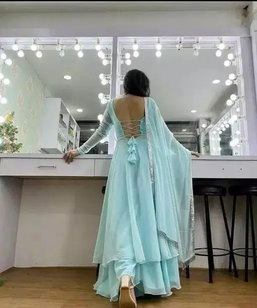Rudra Creation Plain Georgette Anarkali Palazzo Readymade Suits Wholesale Shop In Surat
